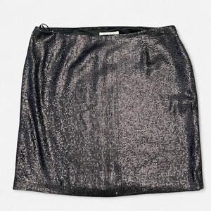 White House Black Market Shimmering Black Mini Skirt